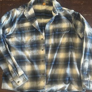 Tailor Vintage Blue and White Plaid Casual Button Down Shirt